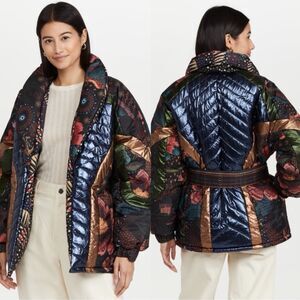 FARM RIO Wild Bananas Metallic Reversible Puffer Jacket, Size S, NWT